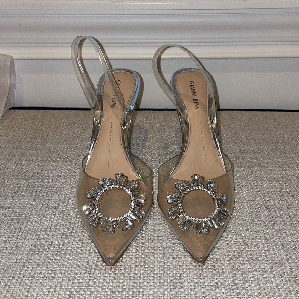 Gianni Bini clear crystal heel with rhinestone top